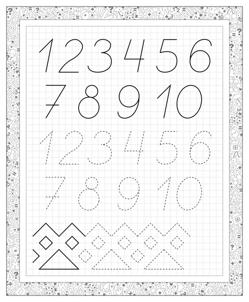 Czarno-białe arkusza papieru kwadratowych, z numerami. — Wektor stockowy