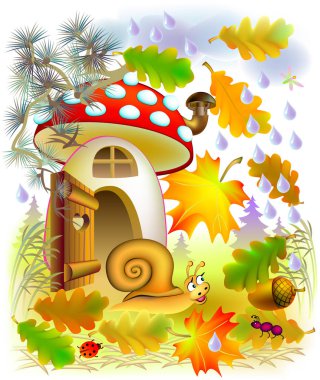 Sonbaharın çizimde fairyland orman.
