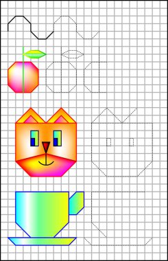 Bir kare kağıt üzerinde çocuklar için egzersizler ile eğitim sayfası.