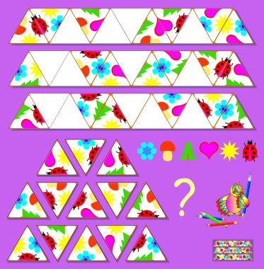 Mantık Triominoes bulmaca. Karşılık gelen üçgenler bulmak için ve onları boş yerlere çizmeye gerek.