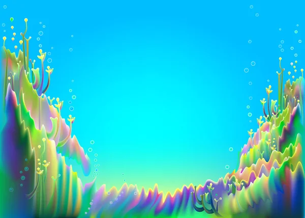 Fantasie für abstrakten Hintergrund in märchenhafter Unterwasserwelt. — Stockvektor