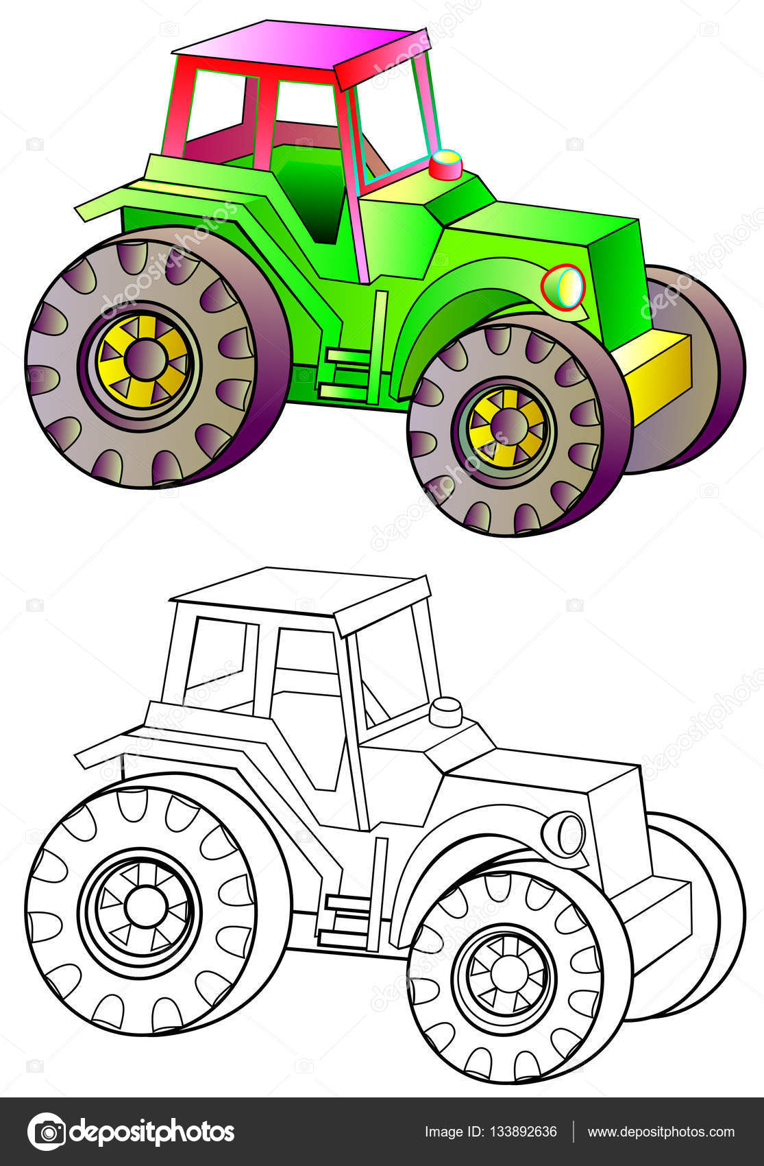 Como desenhar um trator passo a passo fácil (how to draw a tractor