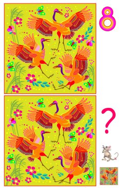 Genç çocuklar için egzersizler. Resim üç dans vinç. 6 farklılıklar bulmak gerekir.