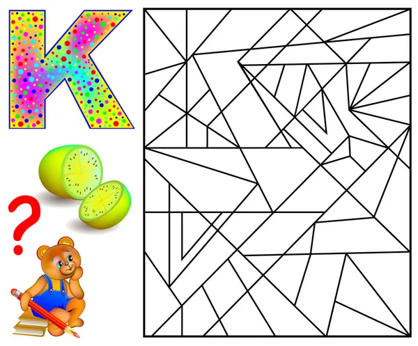 편지 K 공부 영어 교육 페이지입니다. 논리 퍼즐. — 스톡 벡터