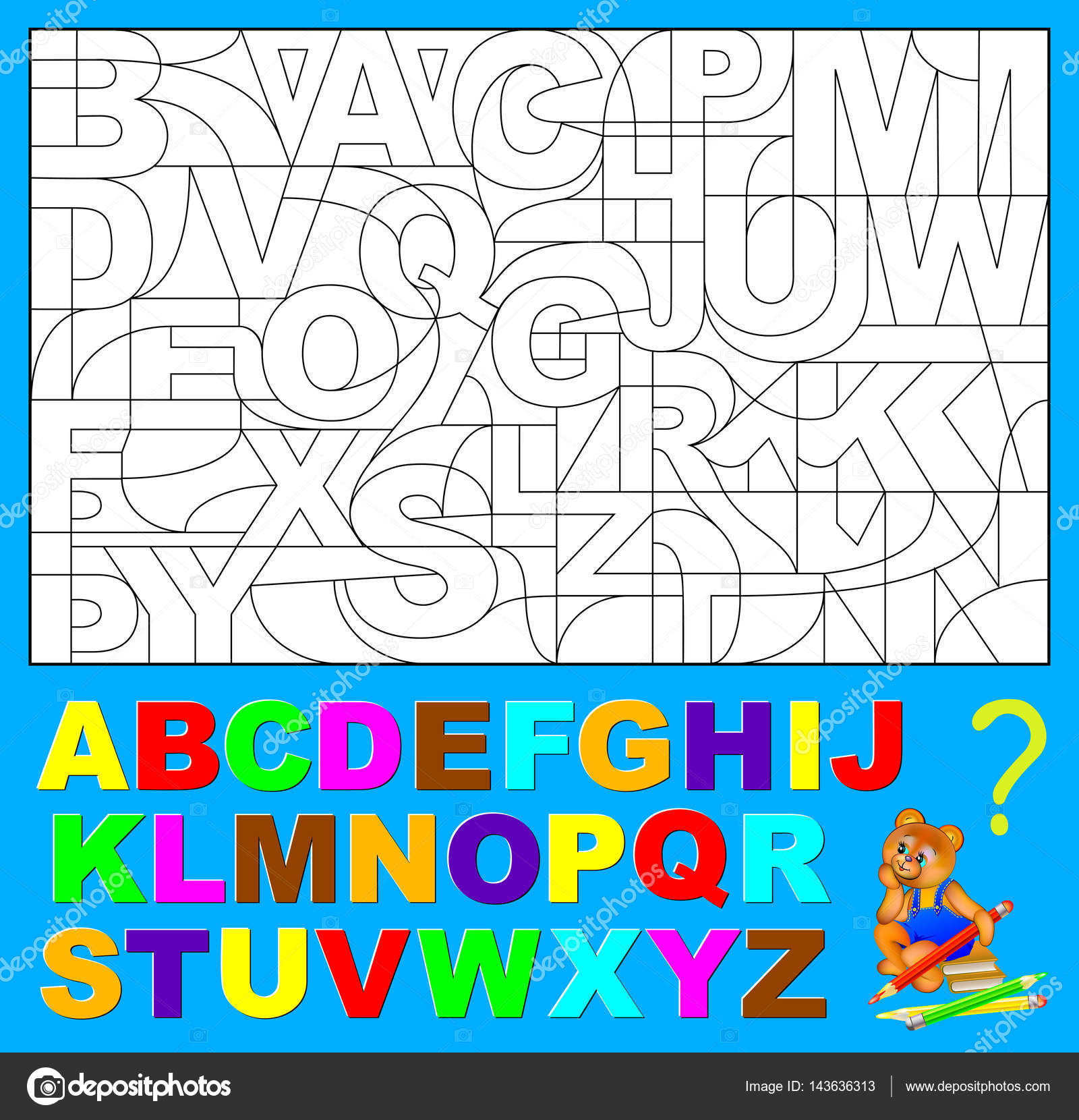 Educational page for young children. Need to find the hidden letters of ...