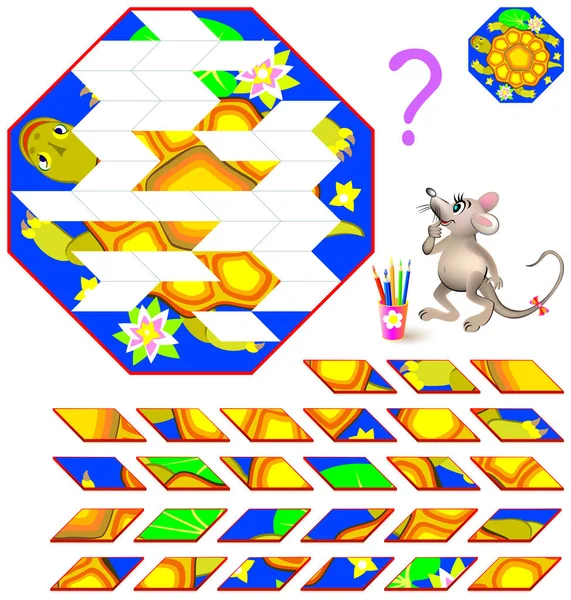 Logik-Puzzlespiel. müssen für jedes Detail den richtigen Platz finden und in den entsprechenden Farben bemalen. — Stockvektor