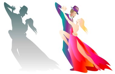 Erkek ve kadın tango dans iki çizimler.