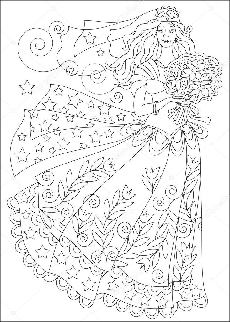 Vettoriale stockPagina in bianco e nero per la Bella