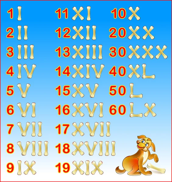 Vzdělávací stránek pro děti s římskými číslicemi. — Stockový vektor