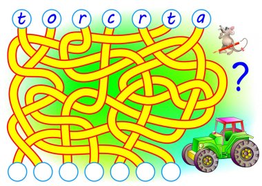 Mantık bulmaca için çalışma İngilizce oyun. Mektuplar için doğru yer bulmak ve bunları ilgili çevrelerde.