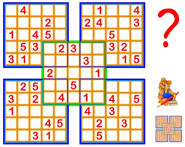 Beş kareler yapılan mantık Sudoku Bulmaca oyunu.