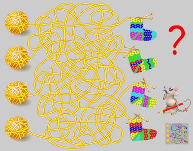 Çocuklar ve yetişkinler için labirent ile mantık bulmaca oyunu. Çorap her bobin iplik en yolu bulmam lazım.