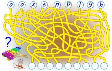 Mantık bulmaca için çalışma İngilizce oyun. Mektuplar için doğru yer bulmak, bunları ilgili çevrelerde yazmak ve kelime okumak gerekir.