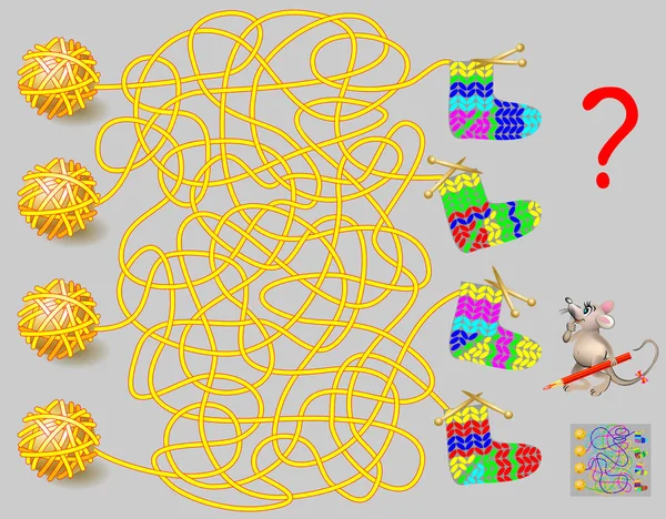 Çocuklar ve yetişkinler için labirent ile mantık bulmaca oyunu. Çorap her bobin iplik en yolu bulmam lazım.