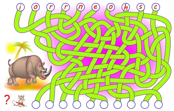 Jeu de puzzle logique pour étudier l'anglais. Besoin de trouver les bons endroits pour les lettres, écrivez-les dans les cercles pertinents et lisez le mot . — Image vectorielle