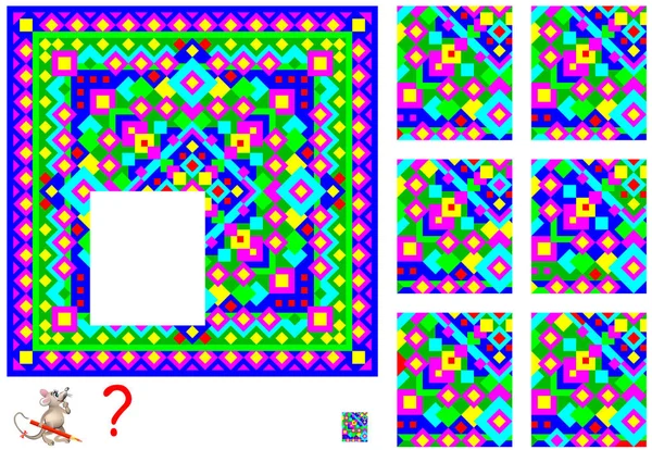 儿童成人的逻辑益智游戏。查找和绘制与图案相对应的缺失片. — 图库矢量图片