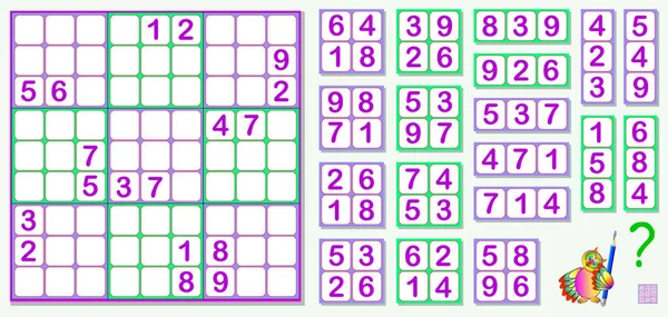 Lógica Juego Sudoku Necesidad Completar Rompecabezas Utilizando Los Detalles Restantes — Archivo Imágenes Vectoriales
