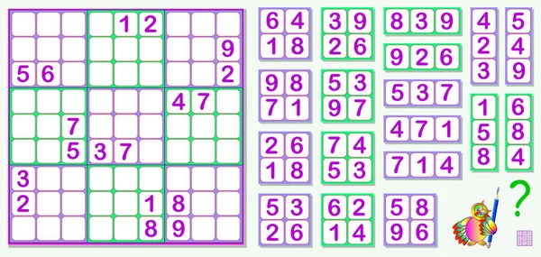 Logik Sudoku Spiel Müssen Das Puzzle Mit Den Verbleibenden Details — Stockvektor