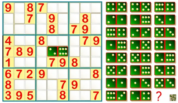 Logic Sudoku Jogo Precisa Completar Quebra Cabeça Usando Dominós Restantes — Vetor de Stock