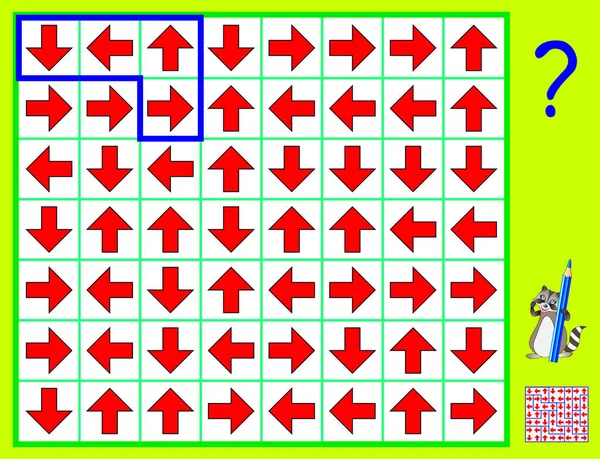 逻辑益智游戏 需要绘制的线 使每个数字将有四不同方向的箭头 矢量卡通图像 — 图库矢量图片