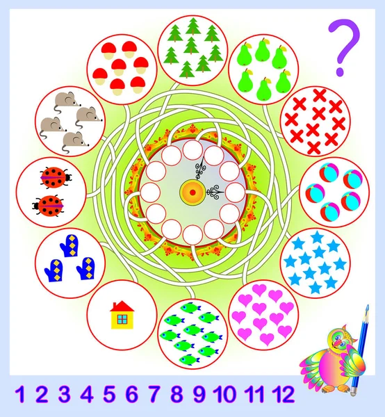 Ejercicio Lógico Para Niños Pequeños Necesidad Contar Cantidad Objetos Escribir — Archivo Imágenes Vectoriales