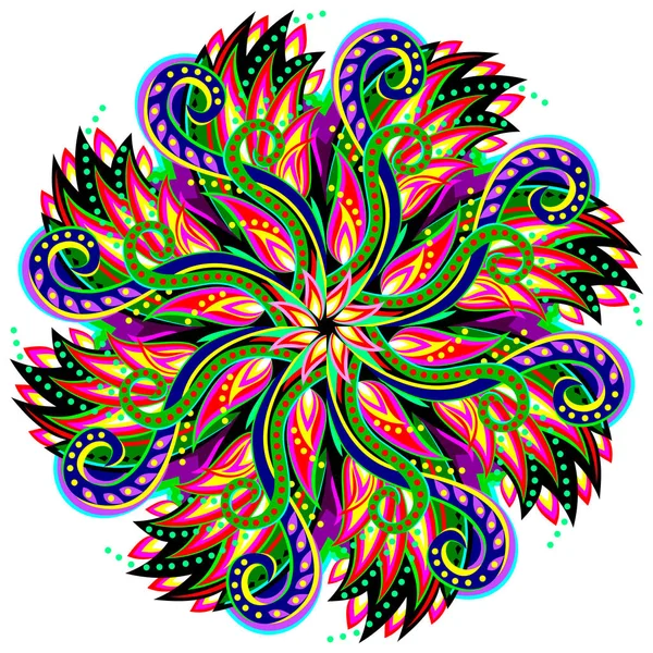 Fantastische Swirl Sieraad Gedaan Caleidoscopische Stijl Geometrische Cirkel Vector Afbeelding — Stockvector