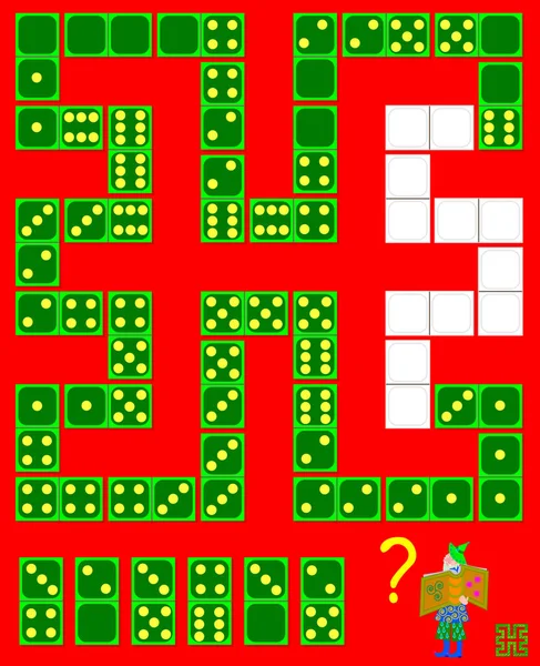 Logica Puzzle Game Necessità Disegnare Domino Rimanenti Nei Punti Corretti — Vettoriale Stock