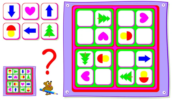 Jeu Puzzle Logic Sudoku Pour Jeunes Enfants Besoin Dessiner Les — Image vectorielle