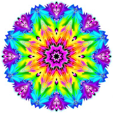 Fantasy ornament done in kaleidoscopic style. Stylized illustration of flower. Geometric circle image. clipart