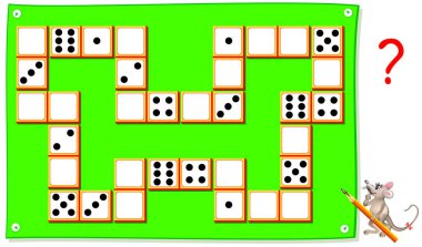Mantık puzzle domino ile çocuklar için. Puan devre kapatmak için boş yerlerde çizin. Vektör görüntü.
