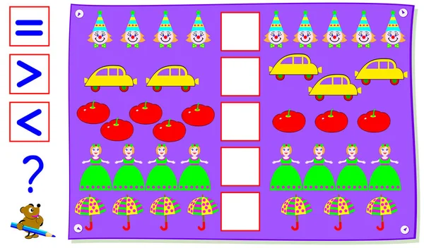 Exercice Mathématique Pour Jeunes Enfants Besoin Compter Quantité Objets Écrire — Image vectorielle