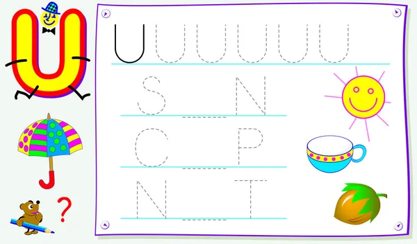 Educatieve Pagina Voor Jonge Kinderen Met Letter Voor Studie Engels — Stockvector