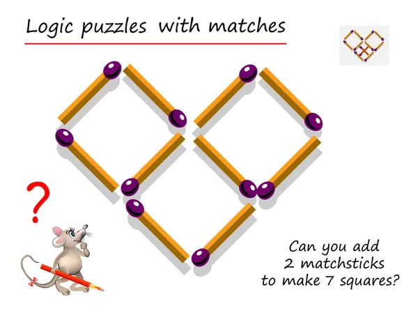 Jeu Puzzle Logique Avec Des Allumettes Pour Enfants Adultes Pouvez — Image vectorielle