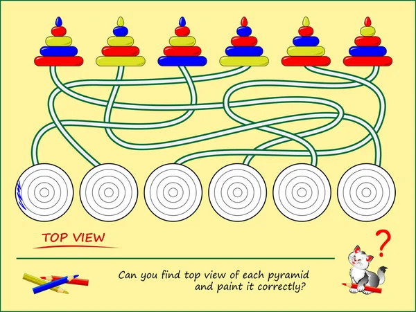 Logic Puzzle Game Kids Can You Find Top View Each — Stockvector