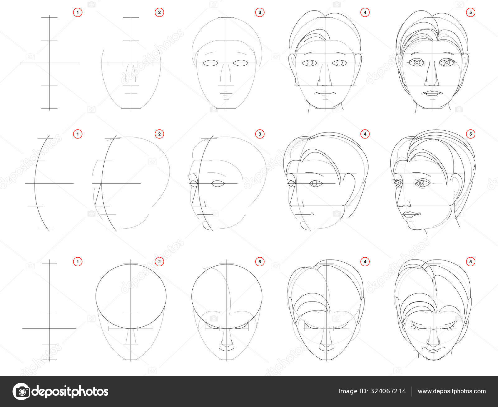 Как нарисовать лицо человека поэтапно для начинающих. Поэтапное рисование лица. Уроки рисования лица человека. Пошаговое рисование лица человека. Рисование головы человека для начинающих.