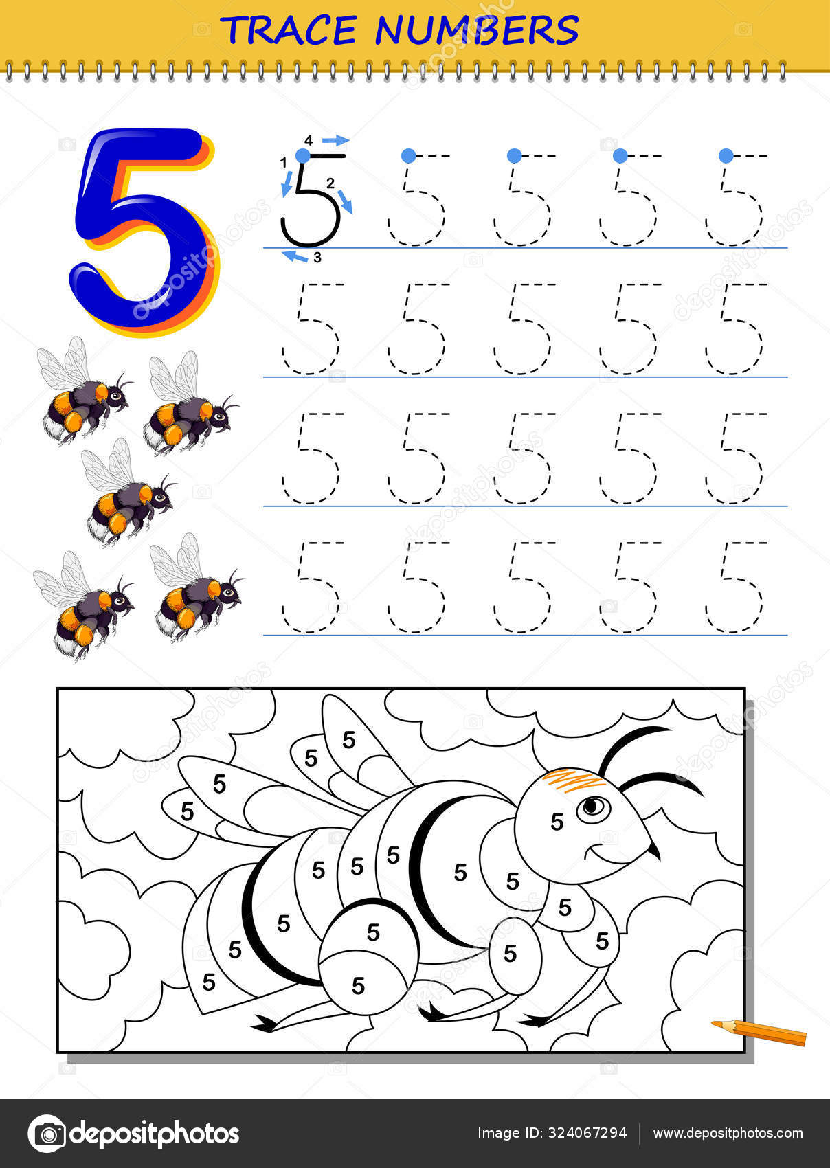 educational page kids number printable worksheet children textbook developing skills stock vector image by c nataljacernecka 324067294