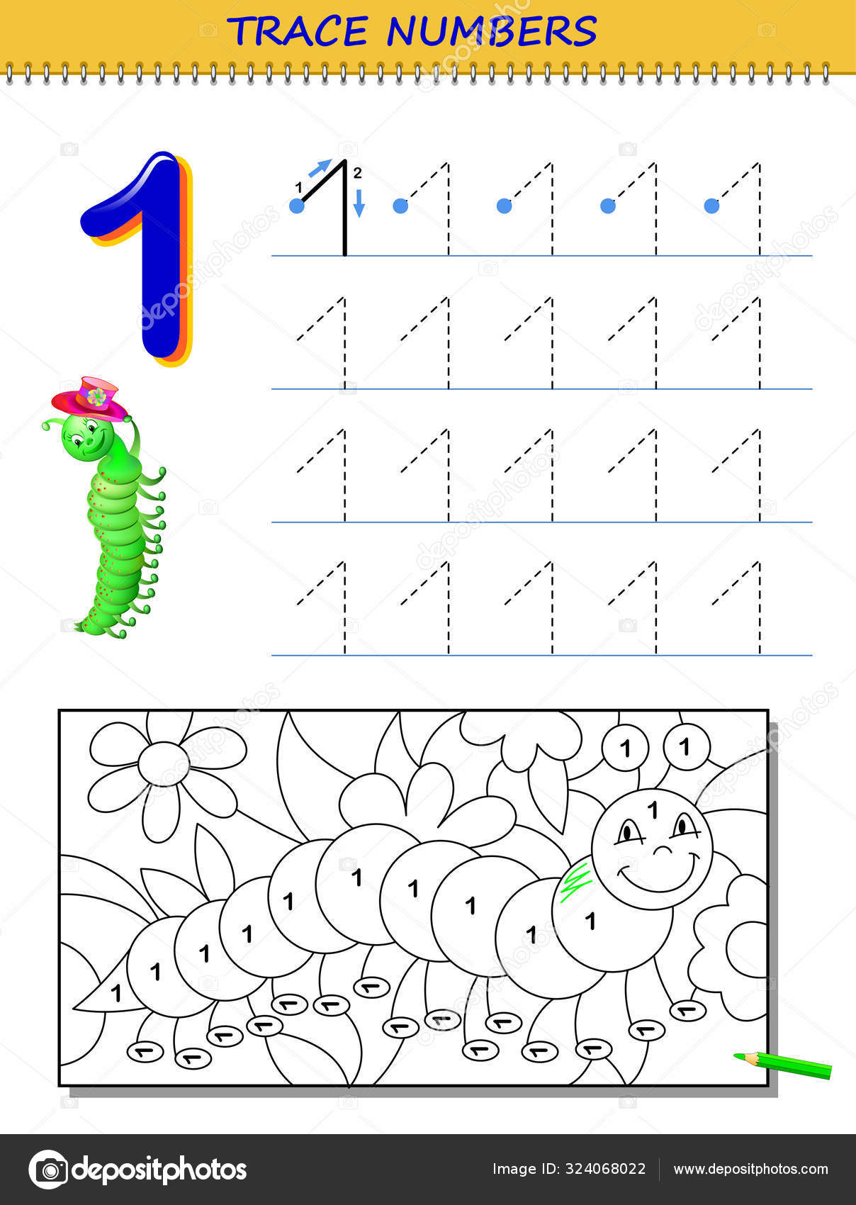 educational page kids number printable worksheet children textbook developing skills stock vector image by c nataljacernecka 324068022