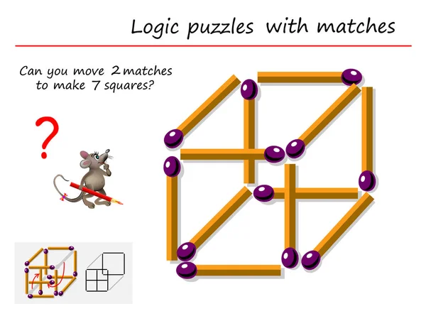 Jeu Puzzle Logique Avec Des Allumettes Pour Enfants Adultes Pouvez — Image vectorielle