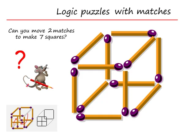 Logikai Kirakós Játék Mérkőzések Gyerekeknek Felnőtteknek Tudsz Mozdítani Két Gyufát — Stock Vector