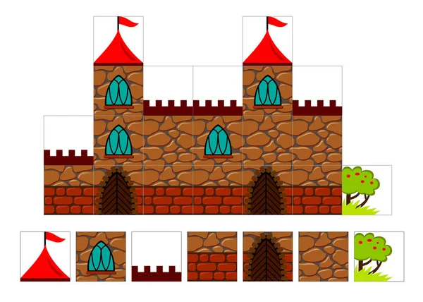 Conjunto Tileset Para Criação Videogame Com Castelo Medieval Modelo Imprimível —  Vetores de Stock