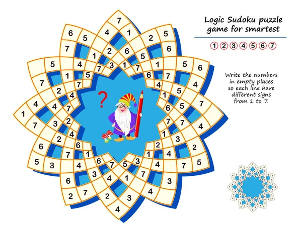 Logica Sudoku Puzzle Game Più Intelligente Scrivi Numeri Luoghi Vuoti — Vettoriale Stock
