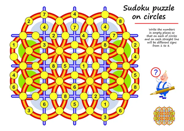 Logik Sudoku Pusselspel För Smartaste Skriv Siffrorna Tomma Platser Att — Stock vektor
