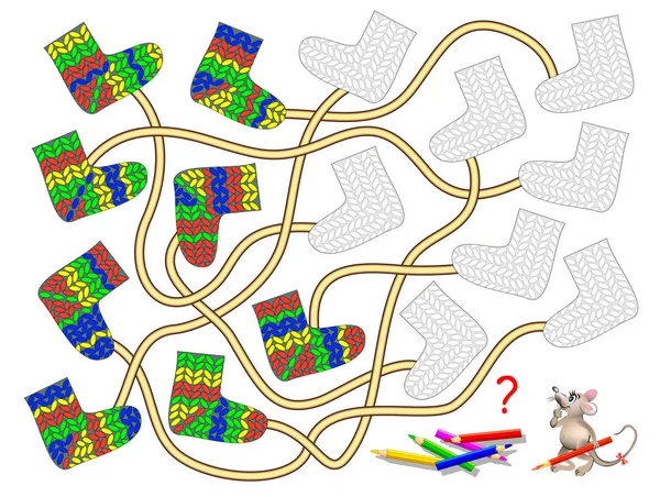 Livre Colorier Bébé Avec Labyrinthe Trouvez Paire Chaque Chaussette Peignez — Image vectorielle