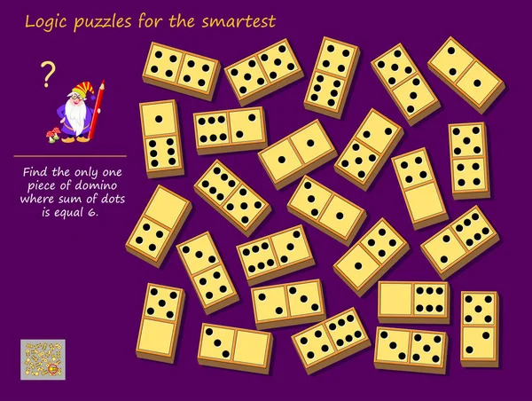 Jeu Puzzle Logique Pour Enfants Adultes Trouvez Seul Morceau Domino — Image vectorielle
