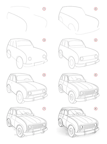 Página Mostra Como Aprender Desenhar Esboço Capacete Motocicleta Criação  Passo imagem vetorial de Nataljacernecka© 541377364