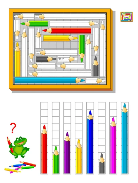 Math Education Kids Logic Puzzle Game Coloring Book Count Quantity — Stock Vector