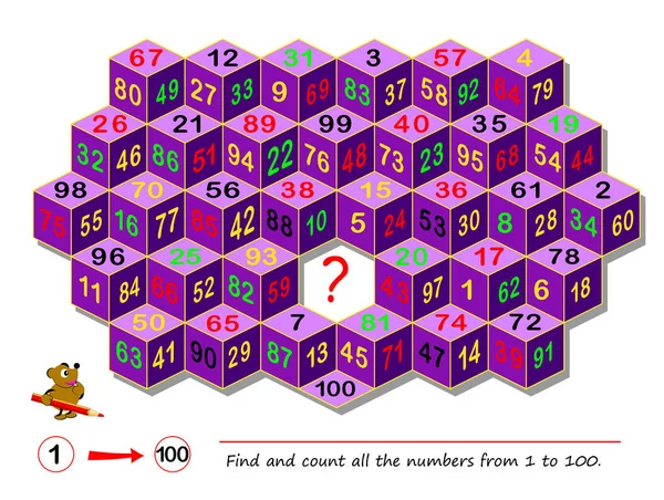 Jeu Puzzle Logique Pour Intelligent Trouvez Comptez Tous Les Numéros — Image vectorielle