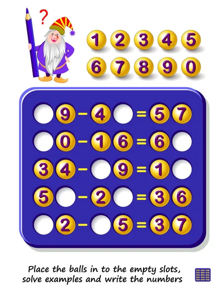 Educação Matemática Para Crianças Resolva Exemplos Escreva Números Dos  Lugares imagem vetorial de Nataljacernecka© 429954156