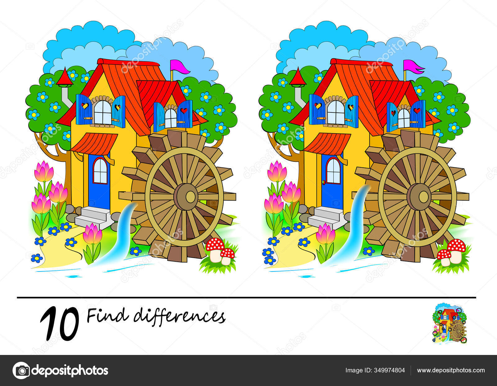 Encontre Diferenças Jogo Quebra Cabeça Lógica Para Crianças Adultos Página  imagem vetorial de Nataljacernecka© 355923802