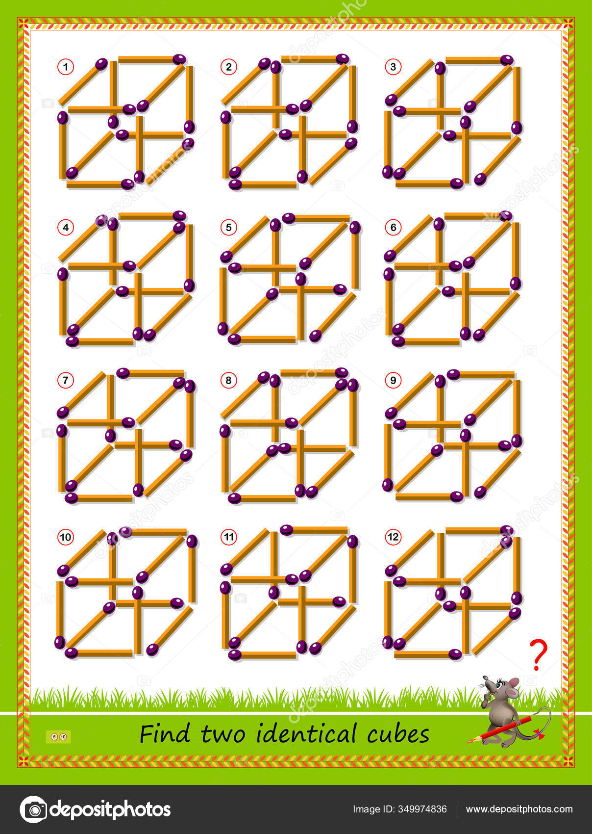 How Many Cubes Are There Brain Test Stock Illustration - Download